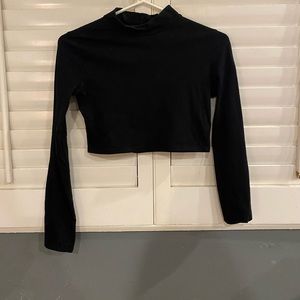 Black turtle neck crop top